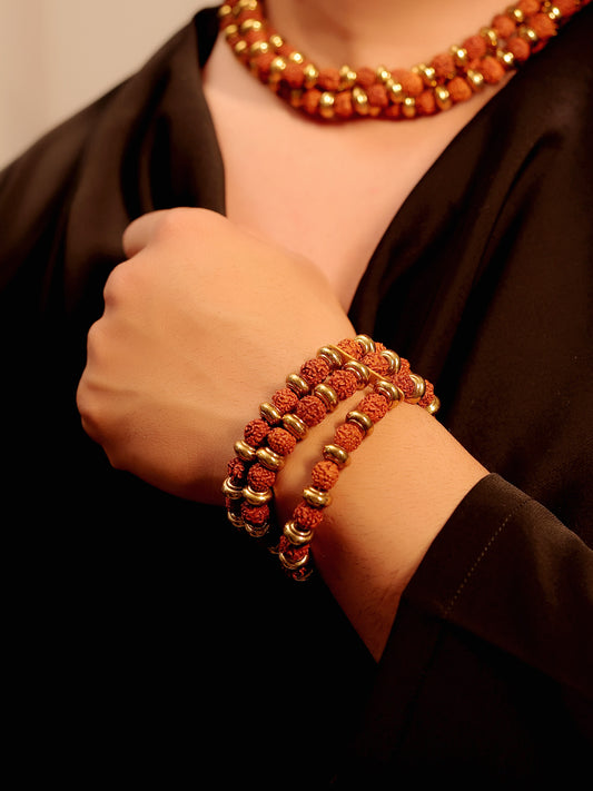 Lavish Three-Layer Rudraksha Bracelet