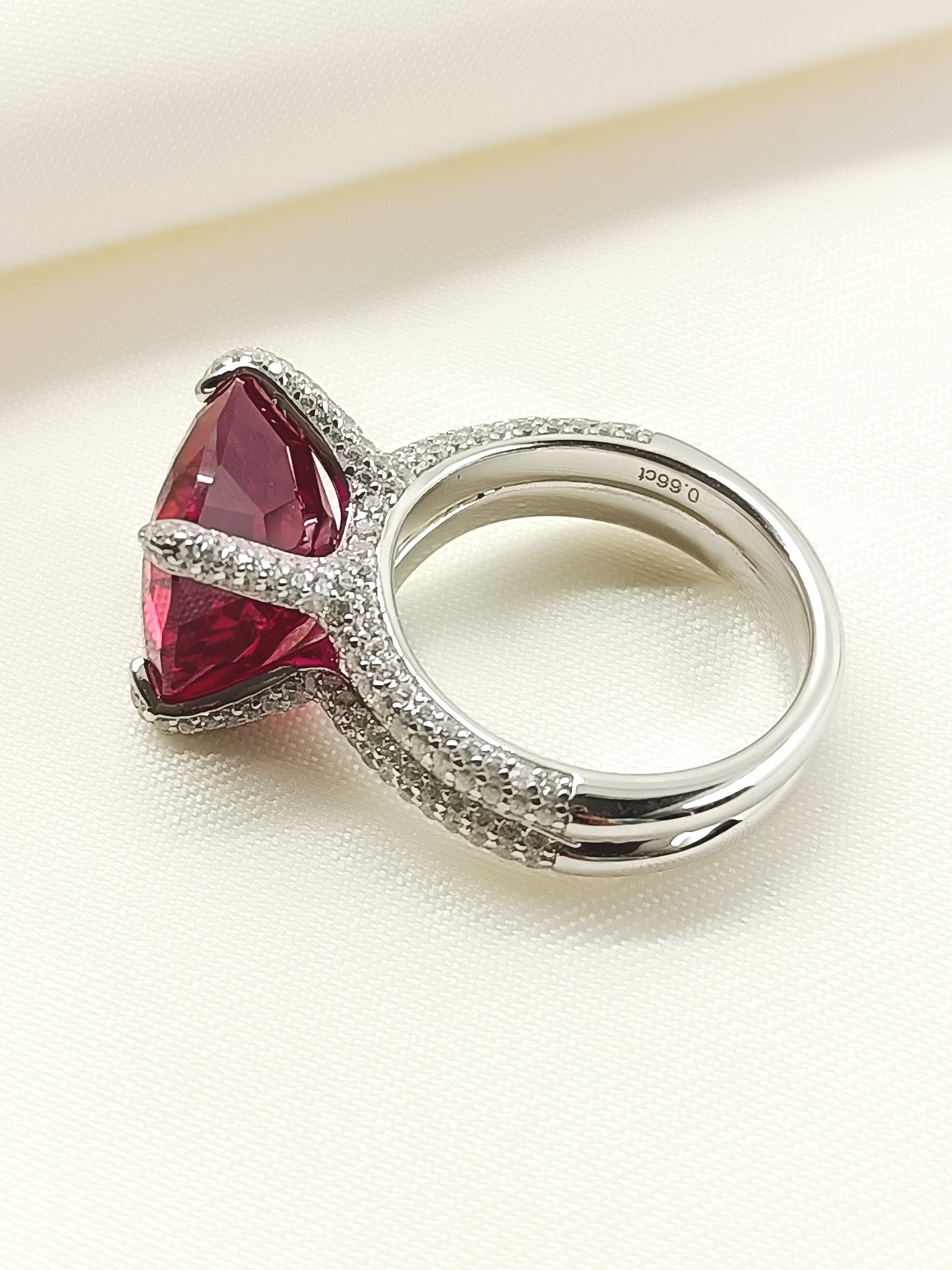 Deeksha Ruby 92.5 Silver American Diamond Finger Ring
