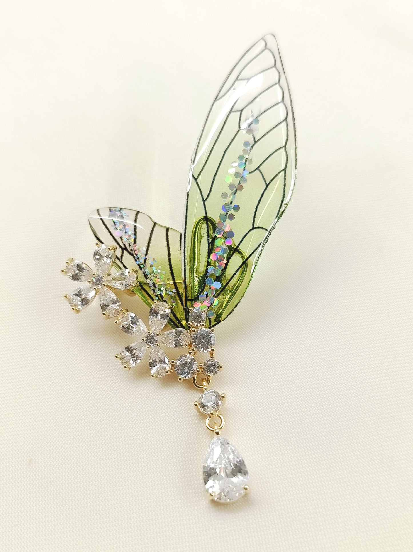 Uzma Green Butterfly Brooch