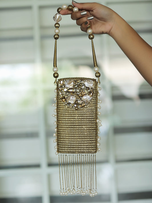 Veeksha Golden Mobile Pouch