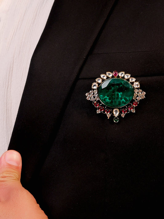 Jagat Green Men's Brooch