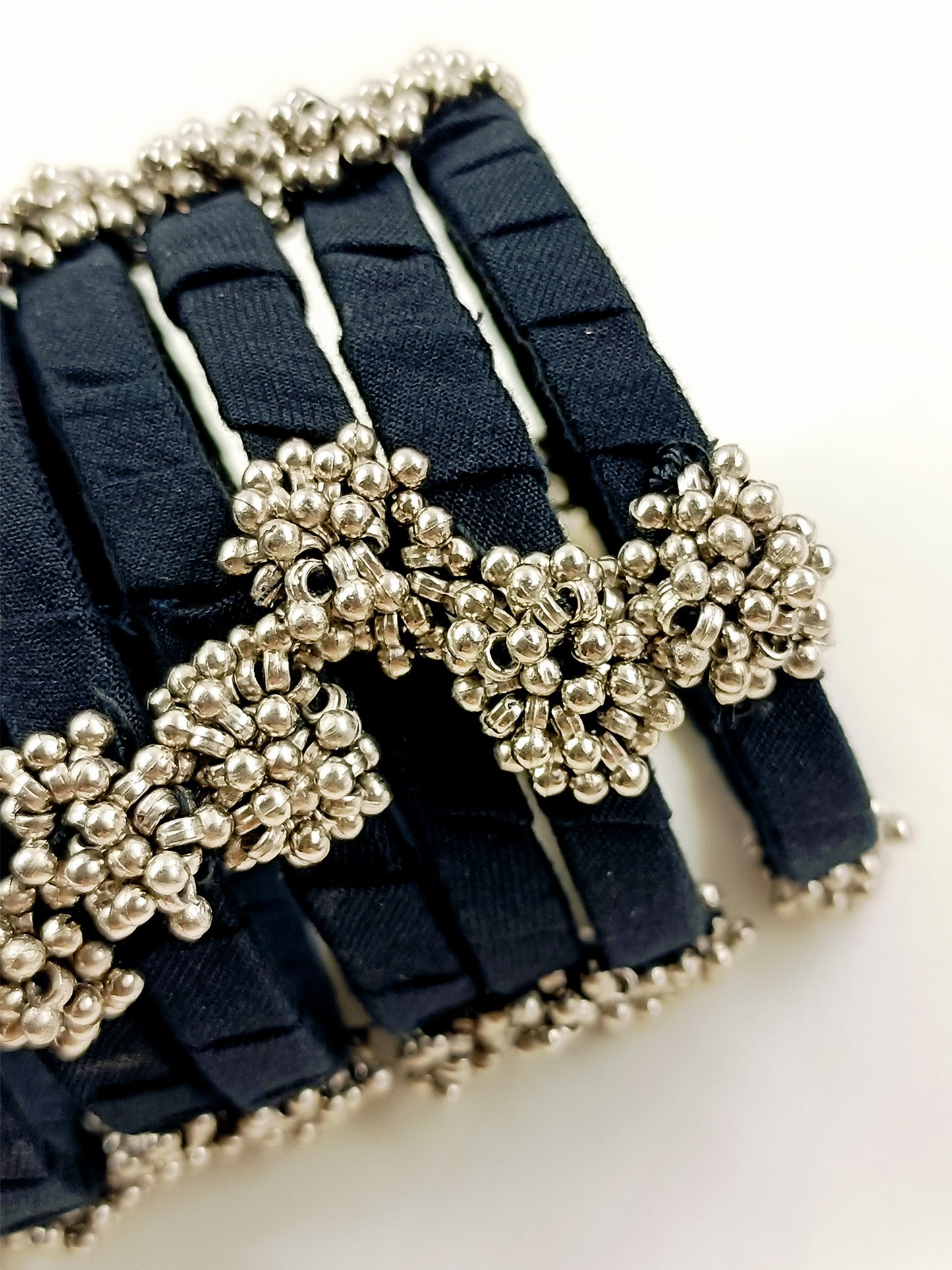 Fariha Black Fabric Bangles with Ghungroo