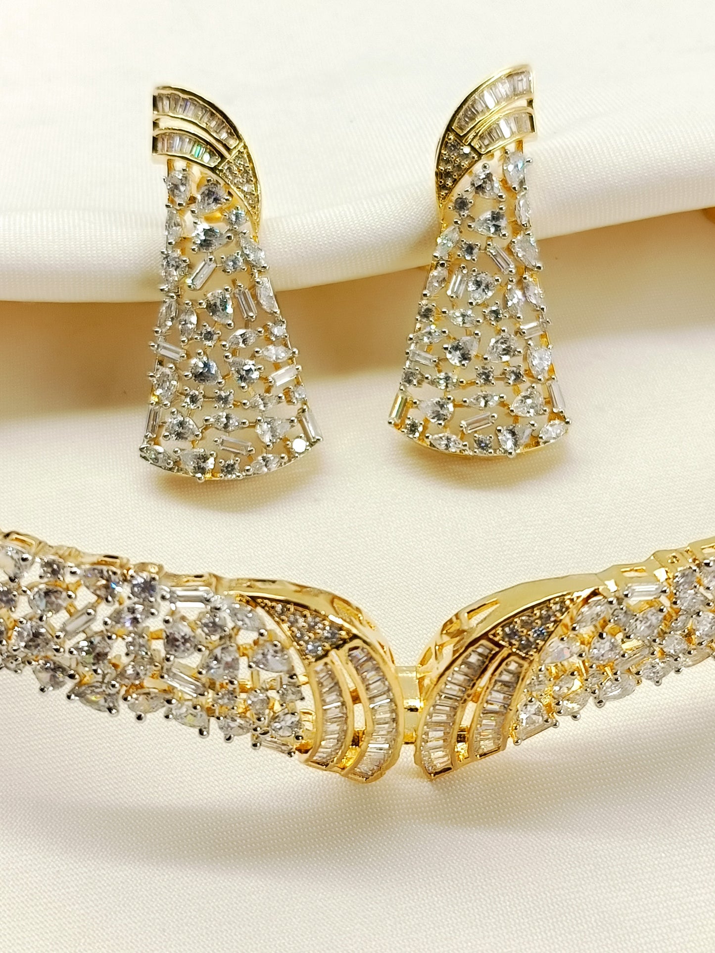Raissa White American Diamond Choker Set