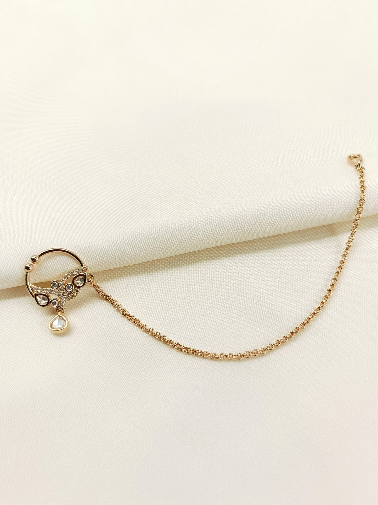 Mitali Rose Gold Kundan Nath