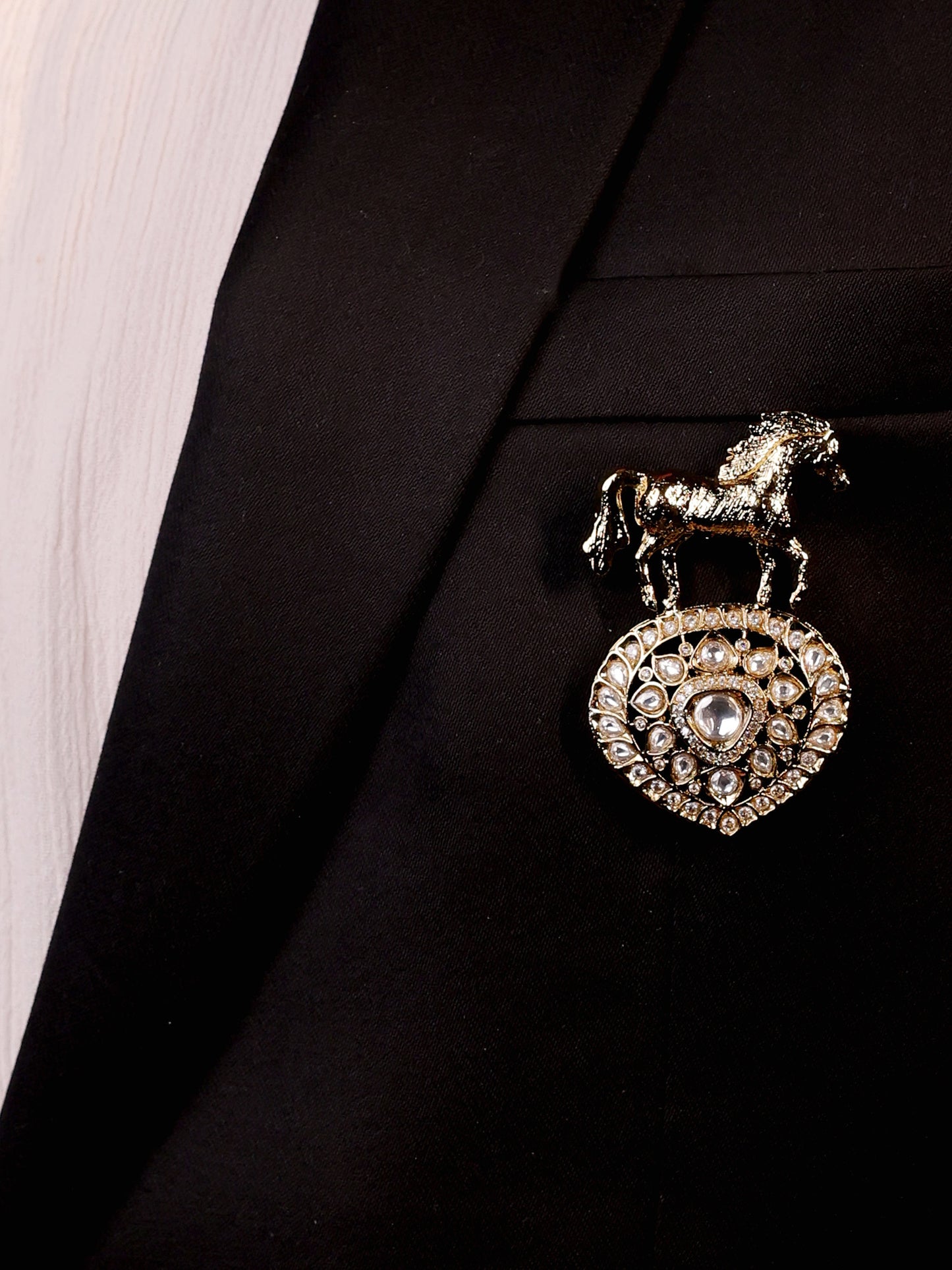 Atharva White Horse Brooch