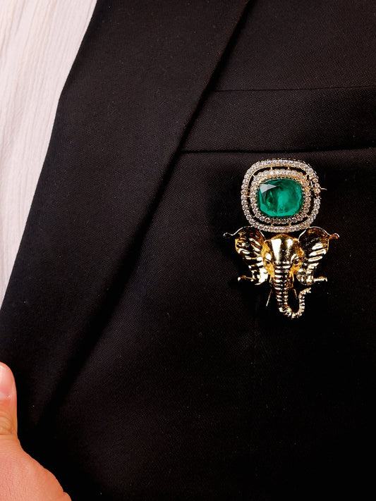 Gajraj Green Ganesh Ji Brooch