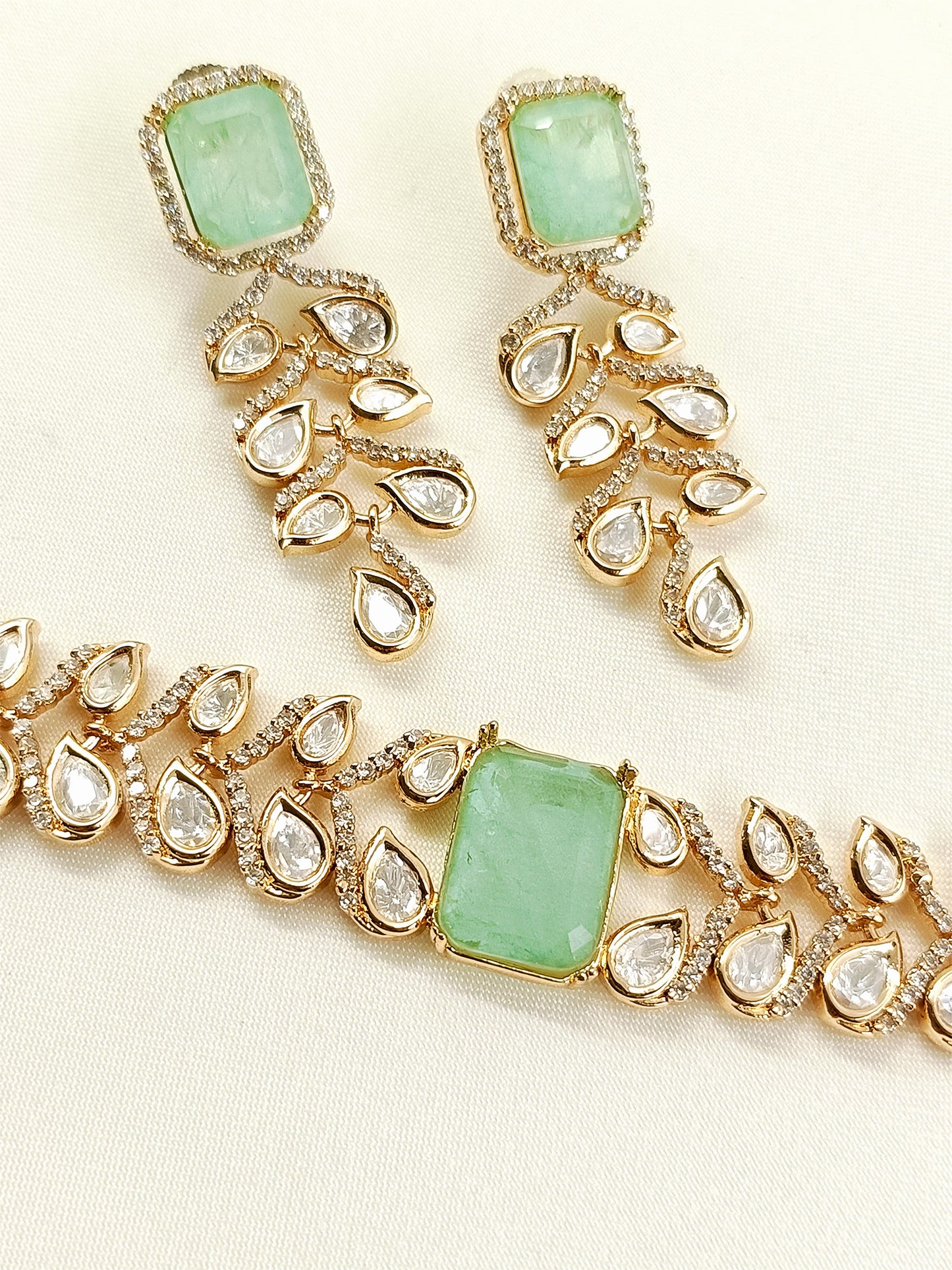 Renu Mint Green Kundan Choker Set