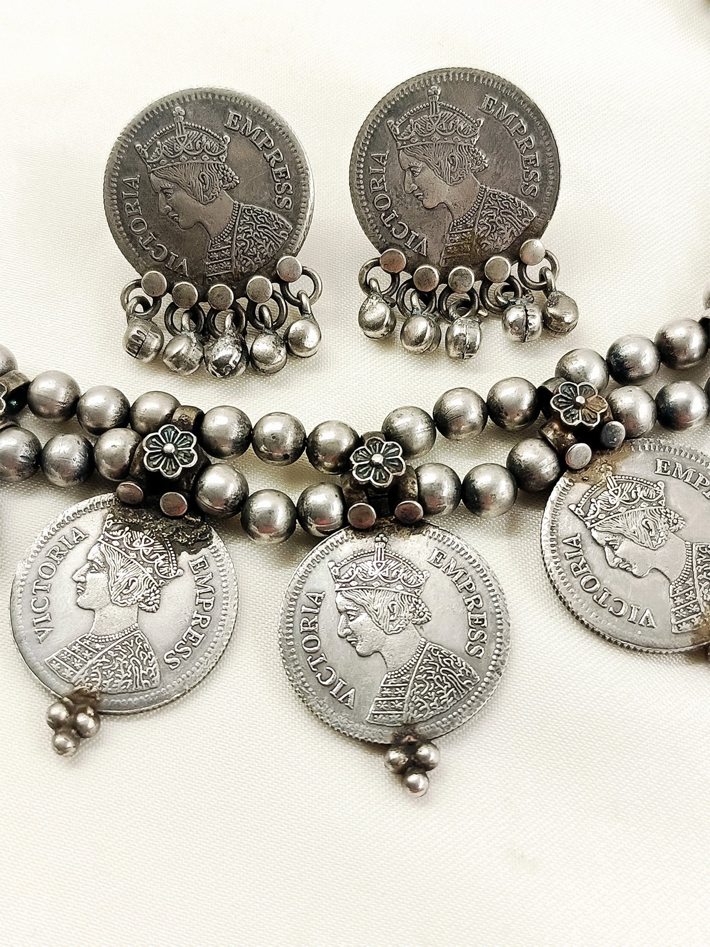 Karishma Plain Oxidized Coin Choker Set