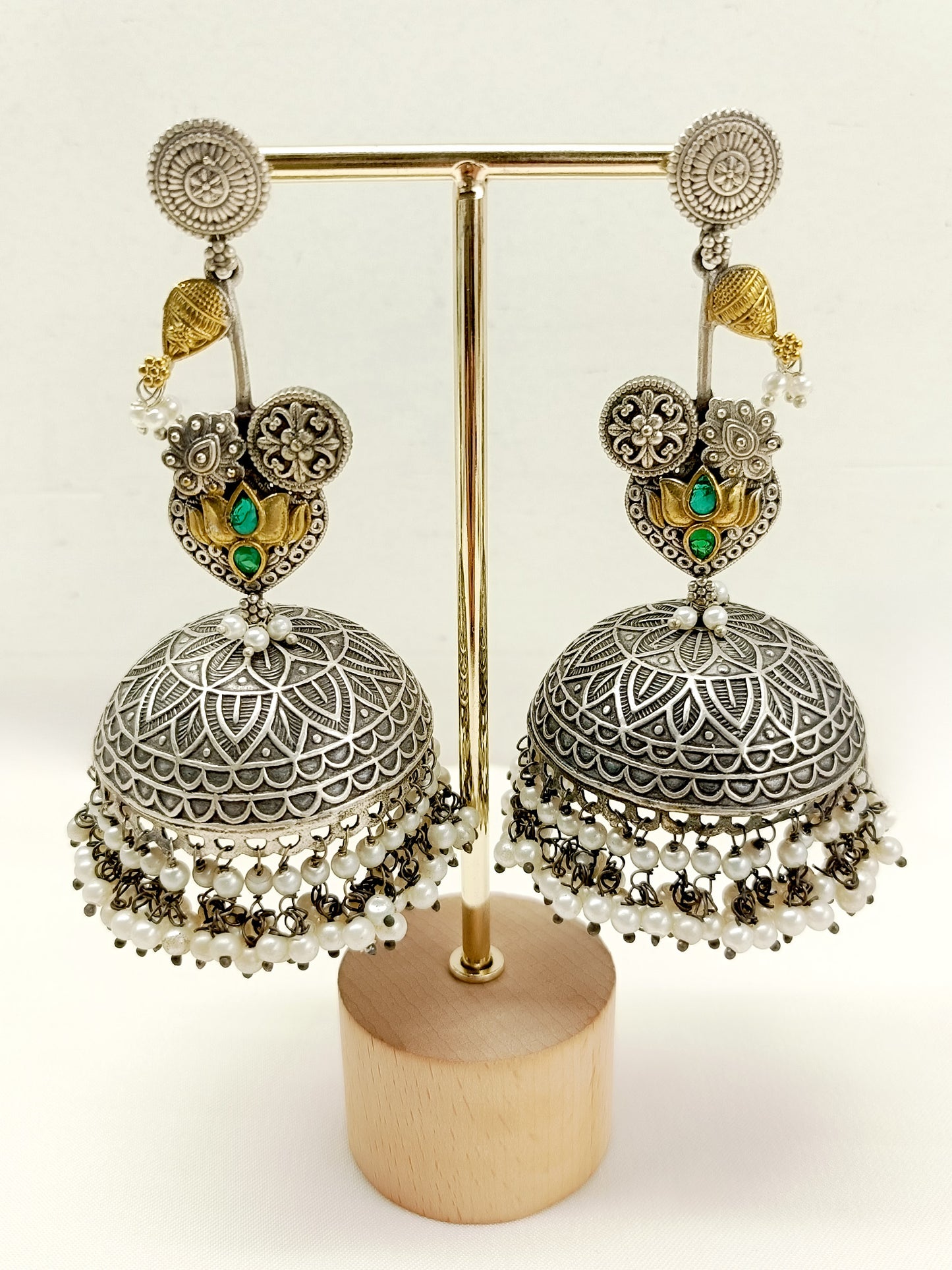 Masozi Green Oxidized Jhumki