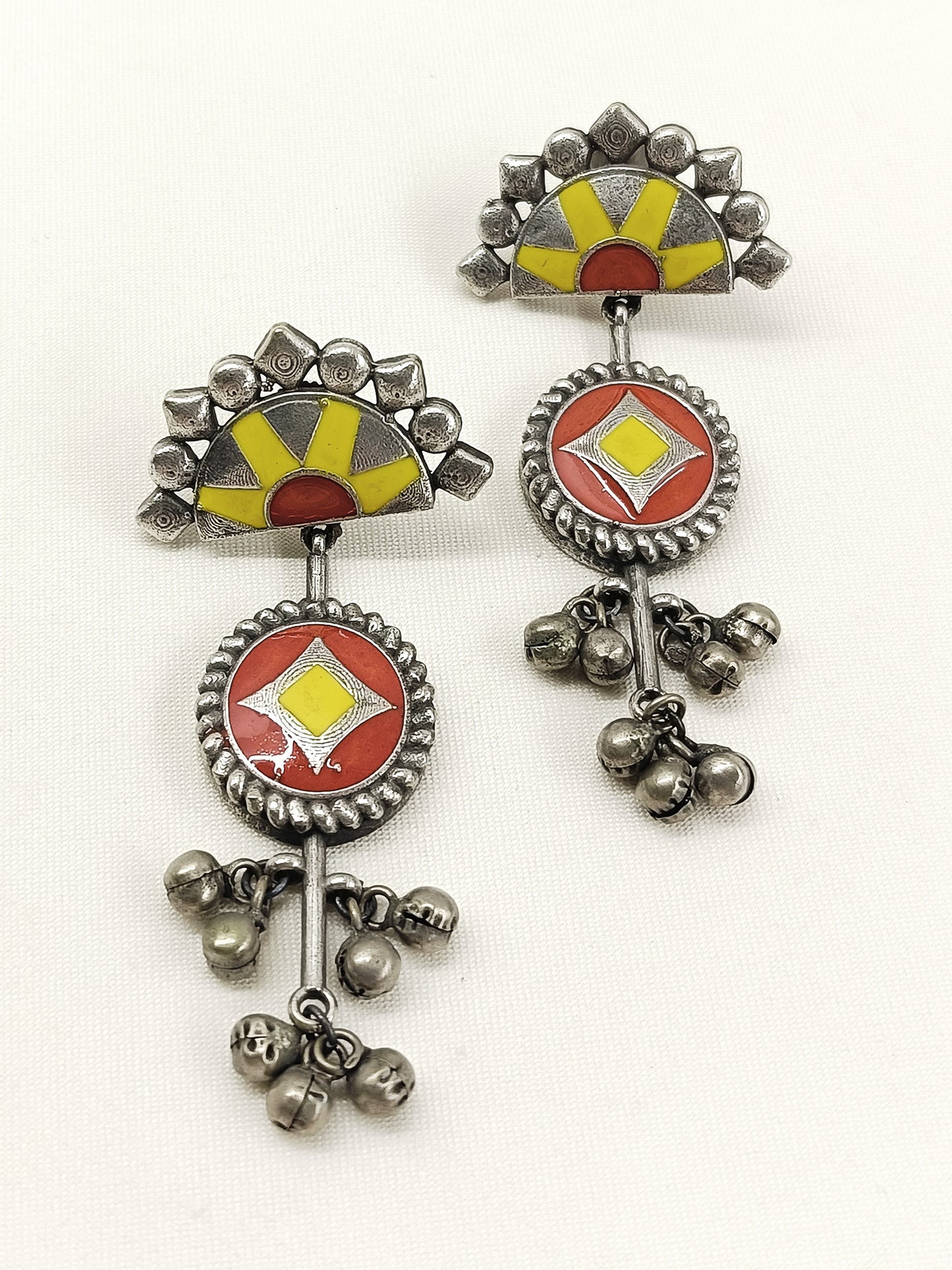 Trailokya Yellow Oxidized Earring