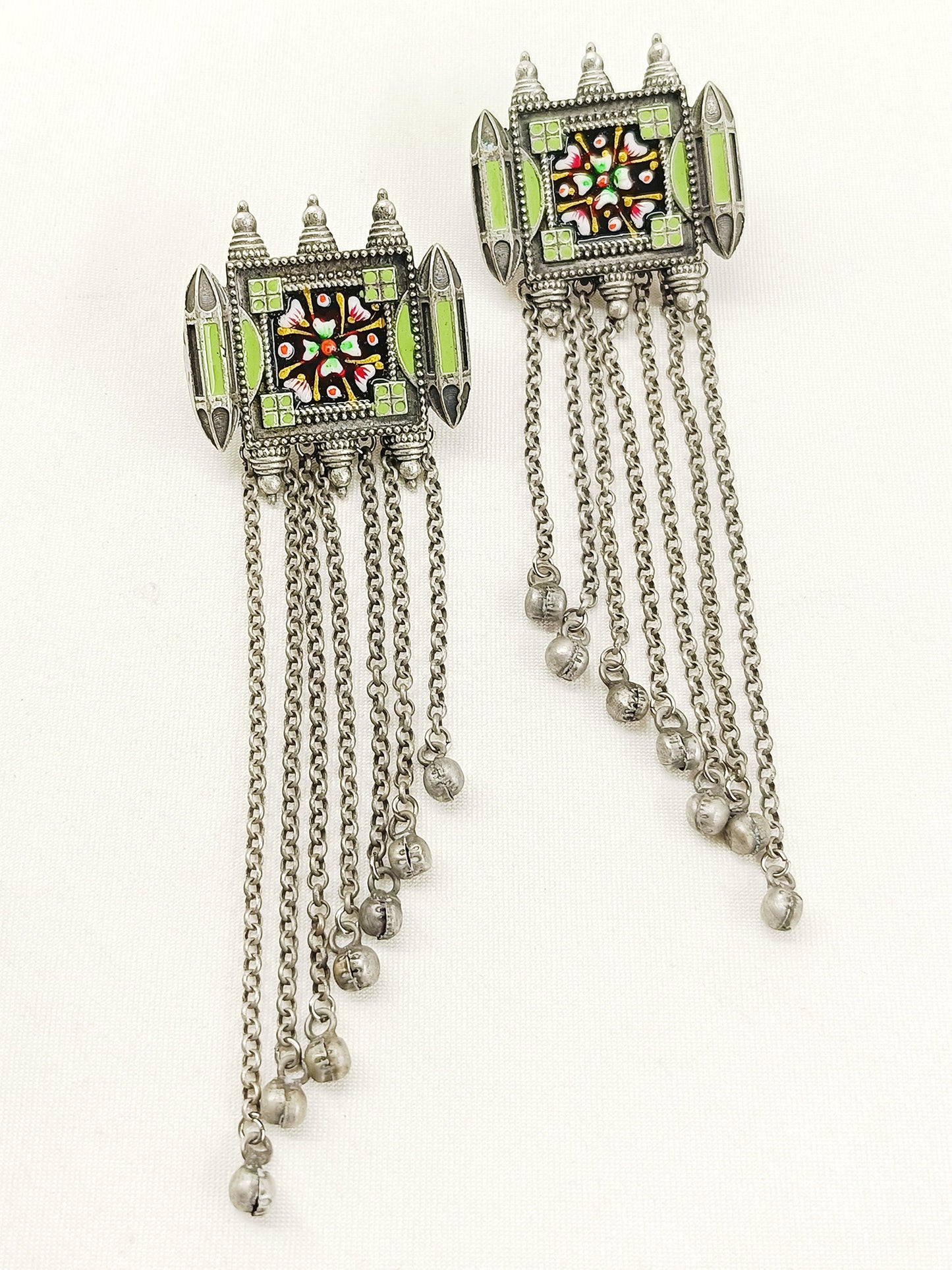 Onyx Multi Colour Oxidized Earring