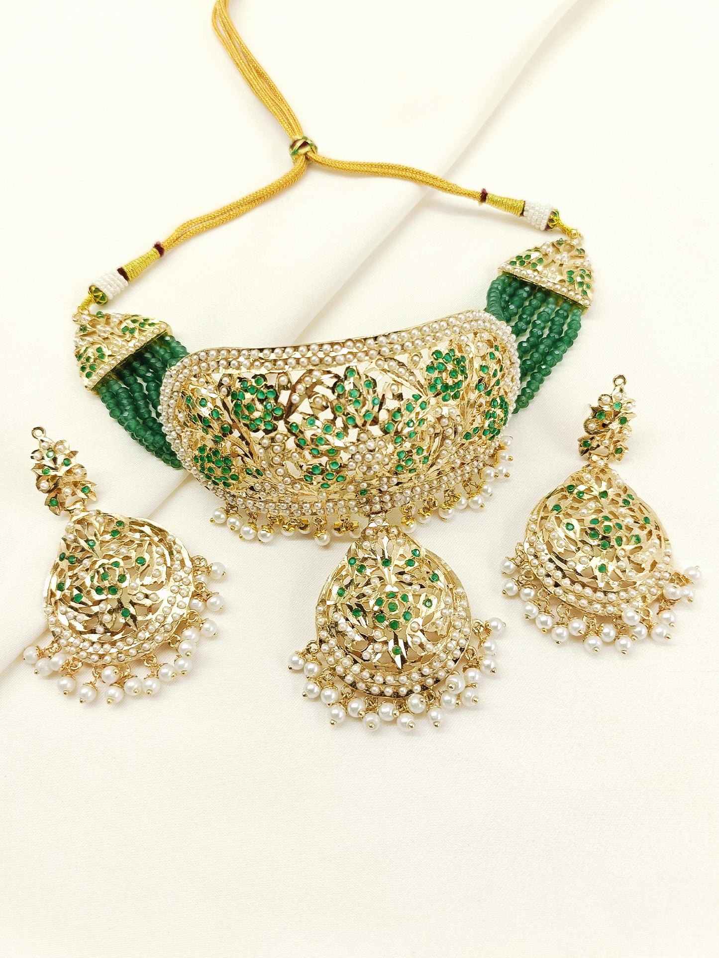 Addarshini Green Jadau Bridal Jewellery Set