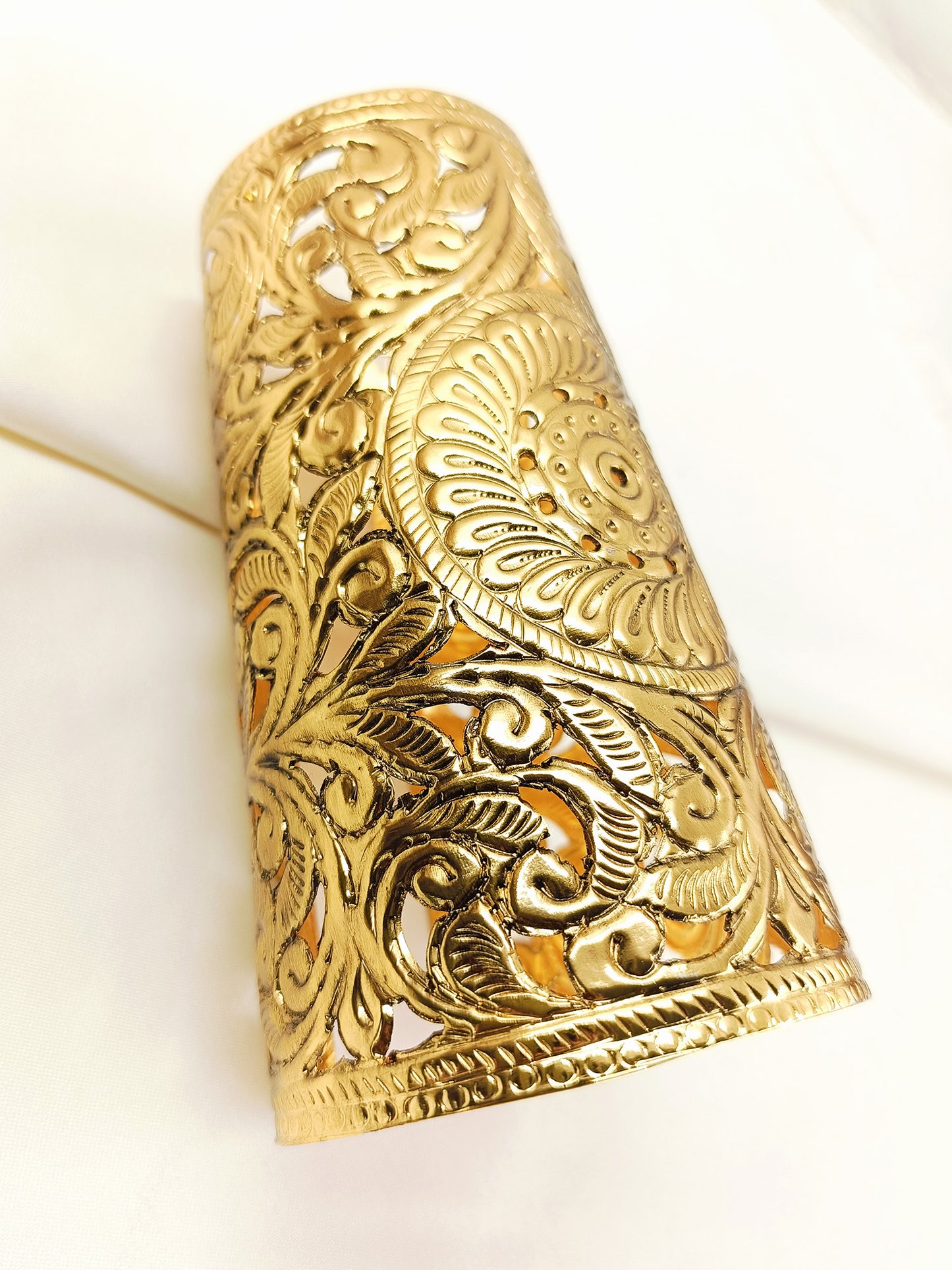 Paisley Golden Filigree Wide Cuff Bracelet