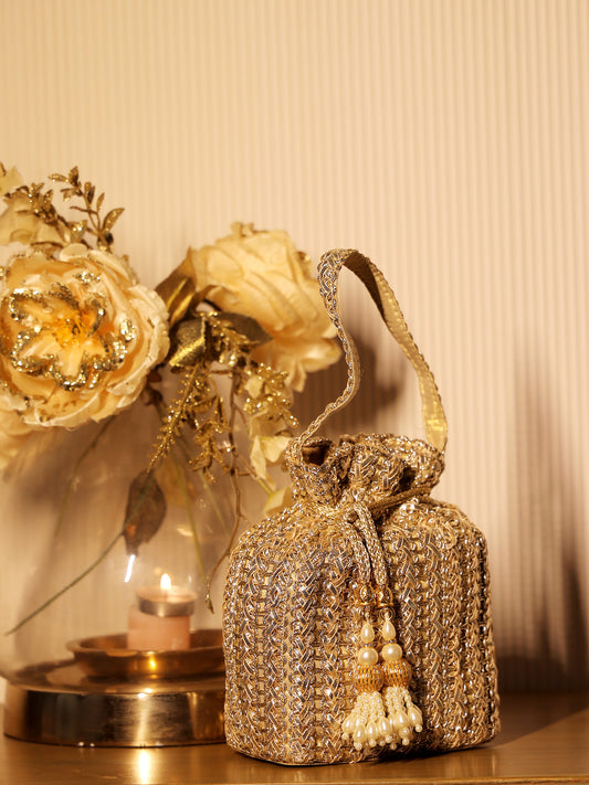 Omera Golden Potli Bag