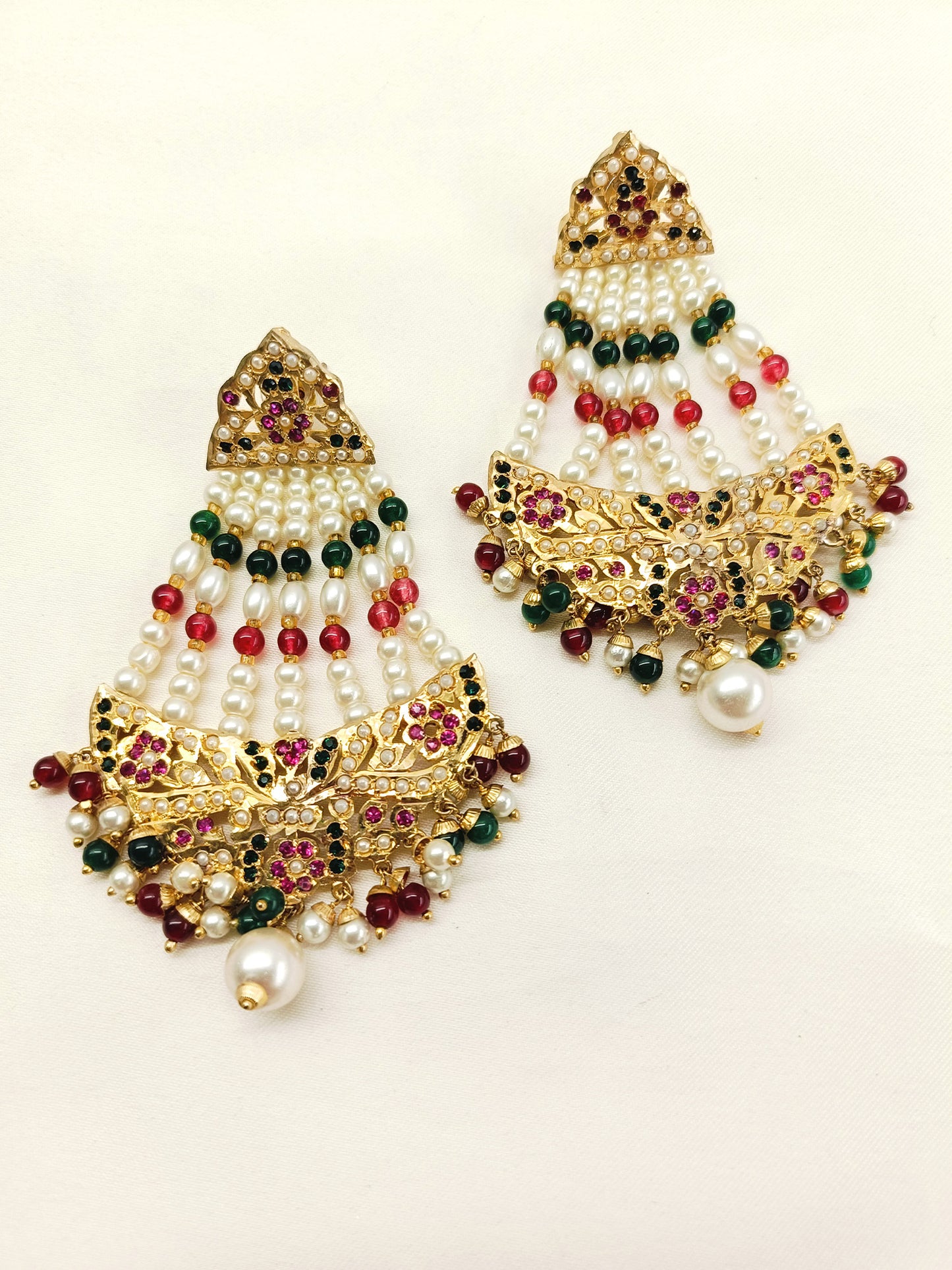 Arundhati Gold Plated Ruby And Green Stones Jadau Earrings