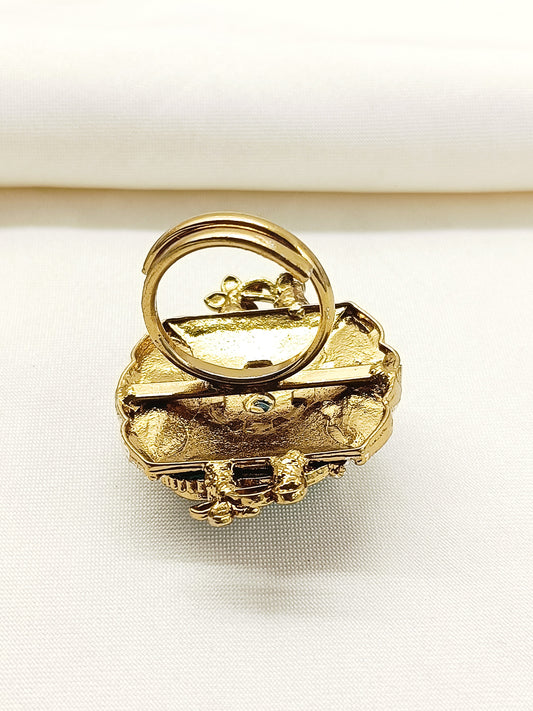 Bhaswati Green Oxidized Finger Ring
