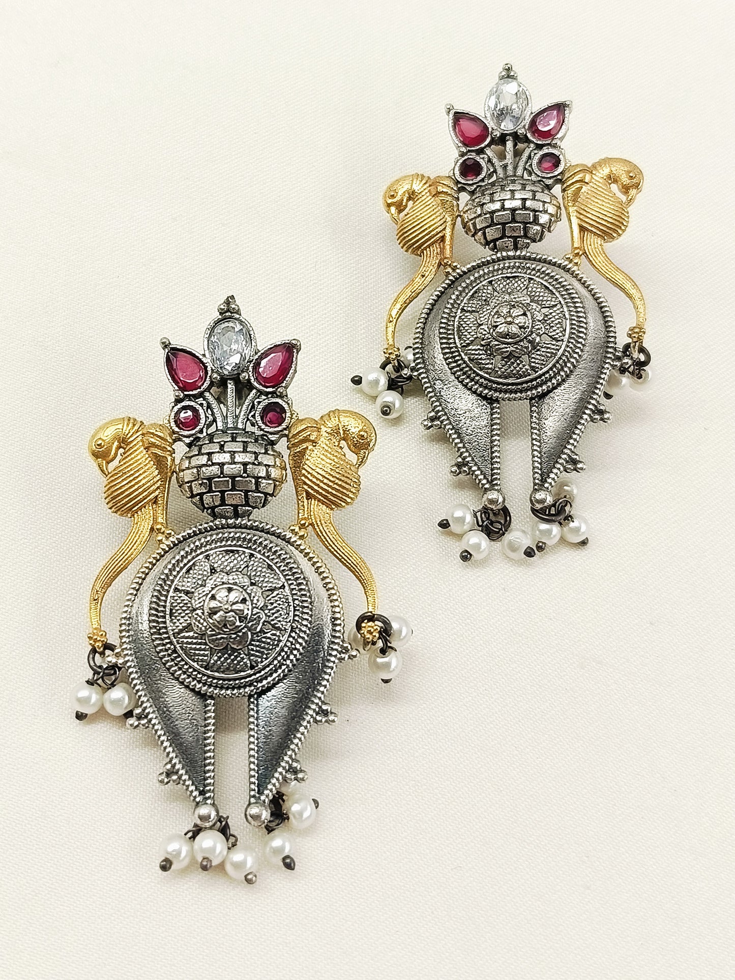 Tithi Ruby Oxidized Earring