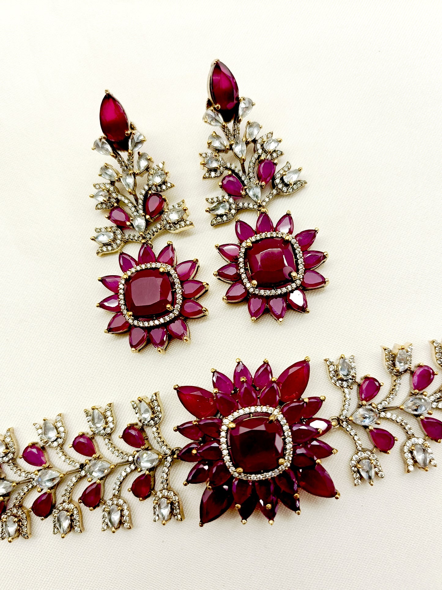 Poorva Ruby Victorian Choker Set