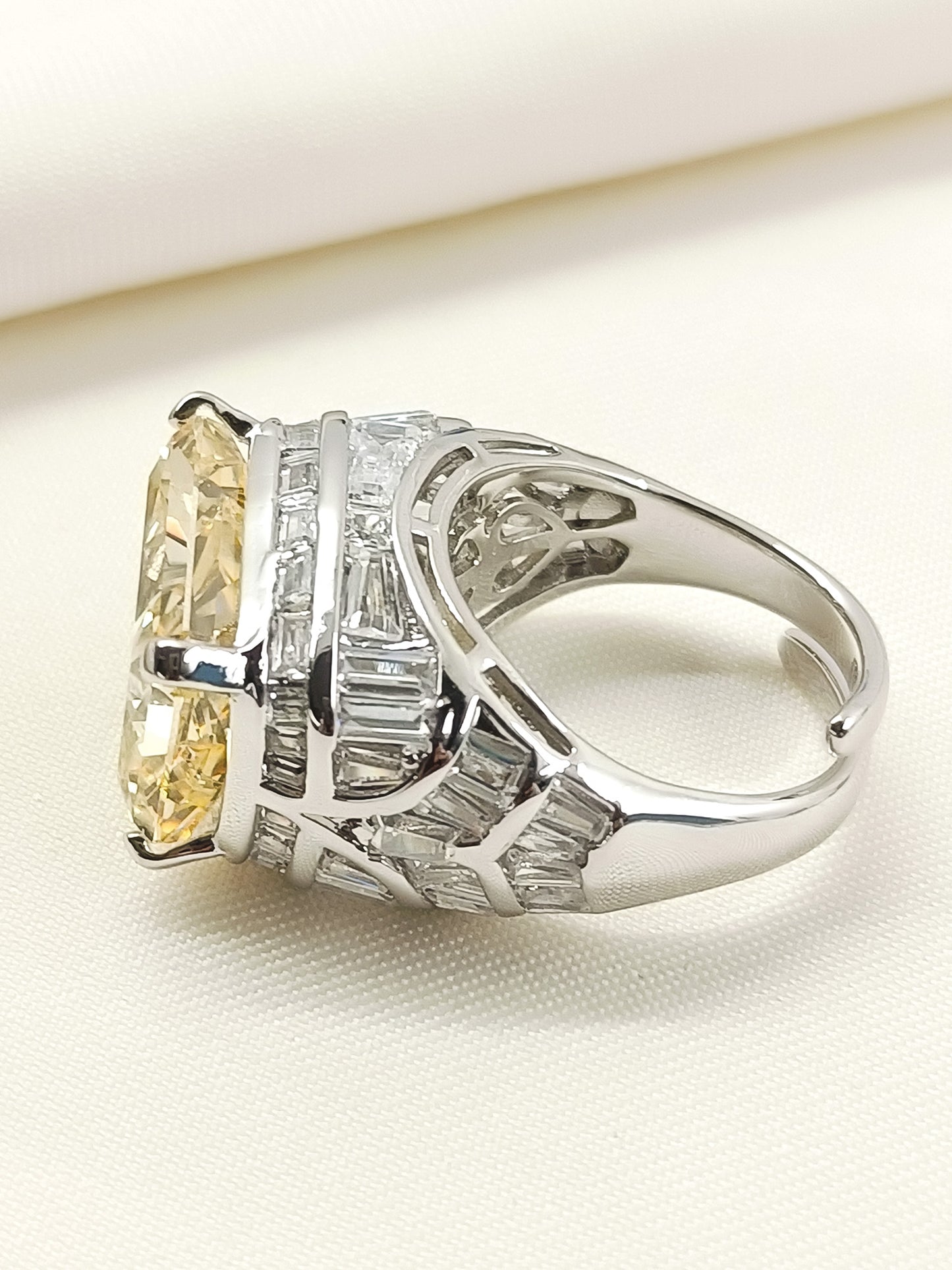 Gerbera Yellow American Diamond Finger Ring