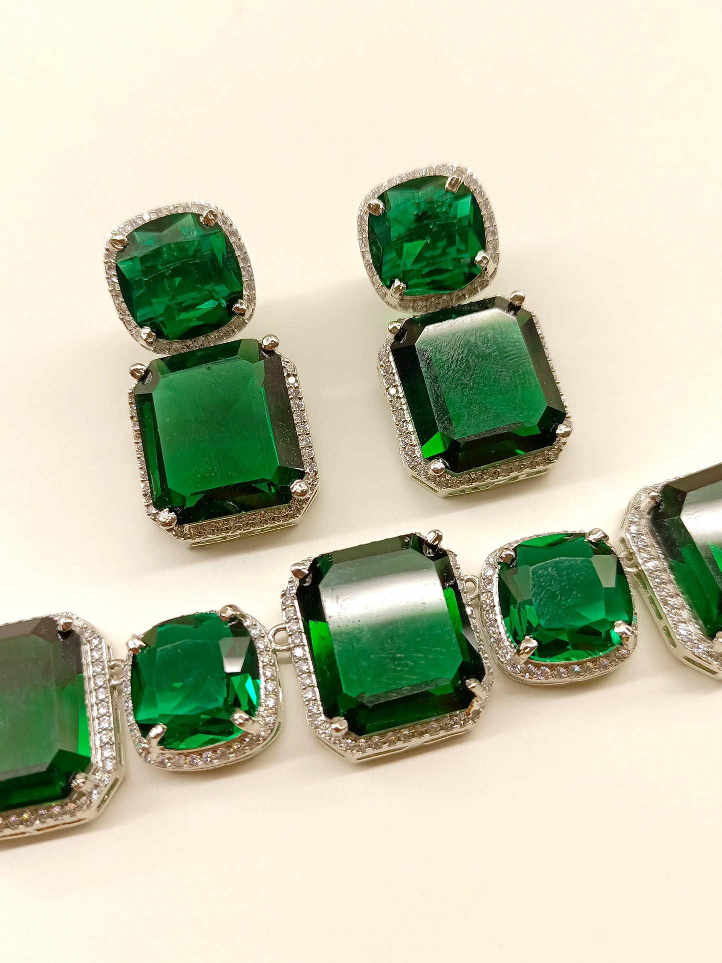 Echo Green American Diamond Necklace Set
