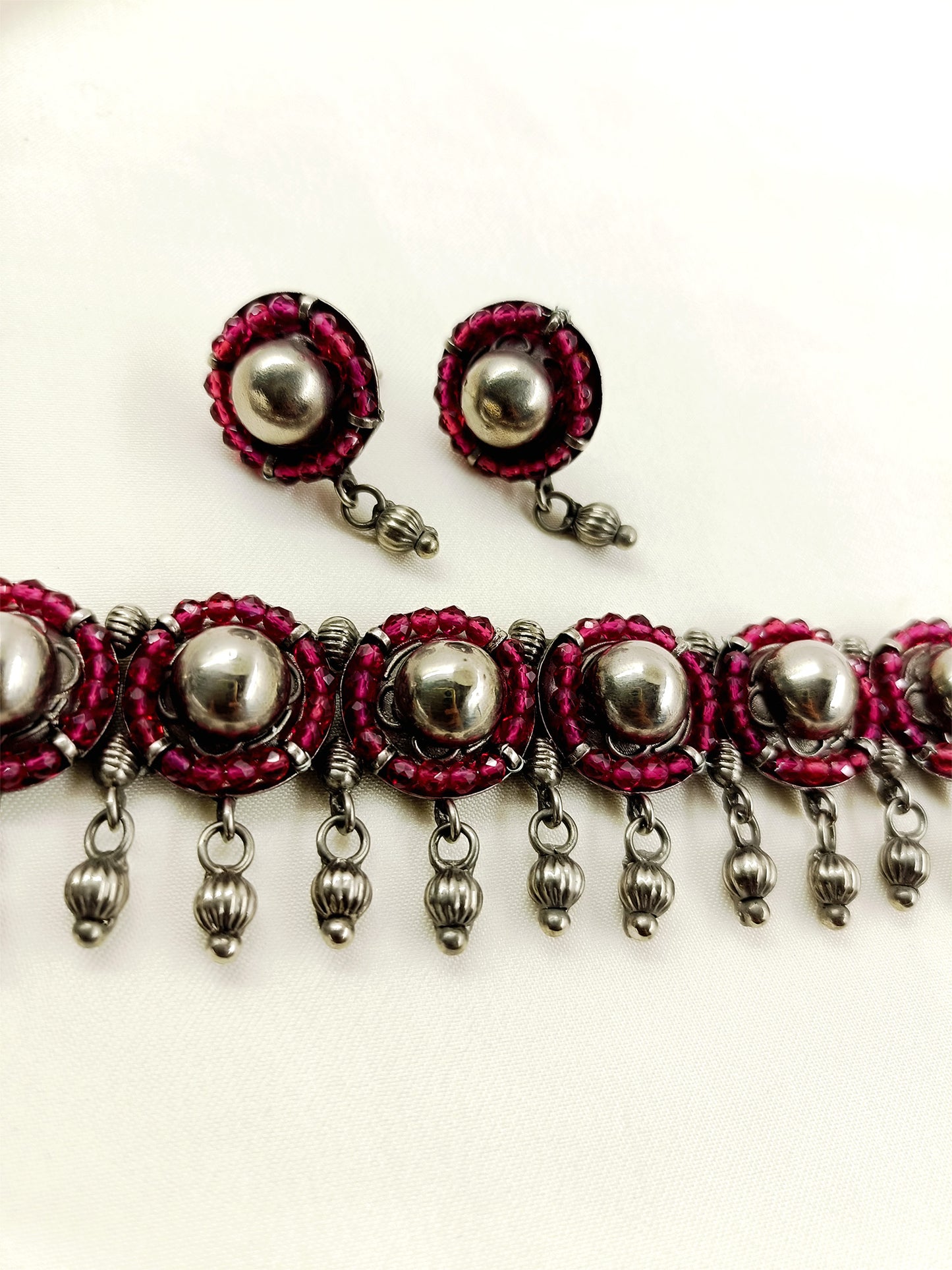 Adrika Ruby Oxidized Choker Set