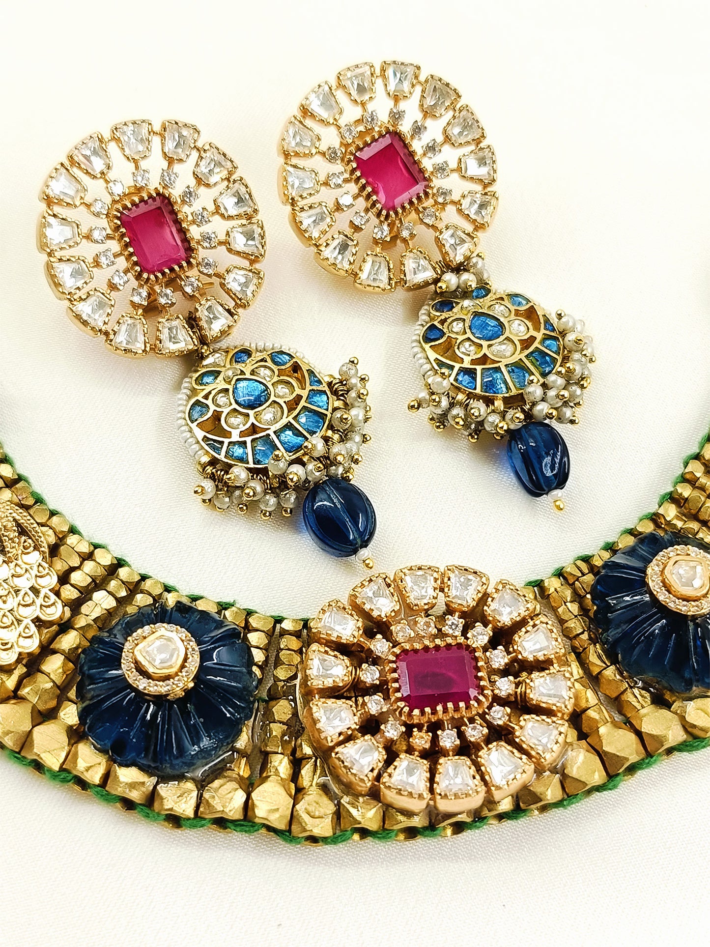 Gurmukhi Multicolor Fusion Kundan Choker Set