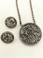 Mishkad Plain Round Floral Oxidized Pendant Set