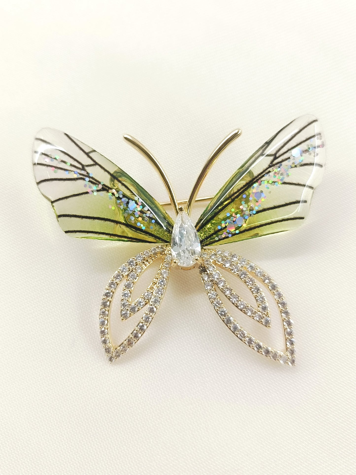 Gamini Green Butterfly Brooch