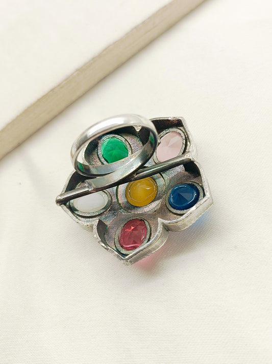 Aanya Multi Colour Oxidized Finger Ring