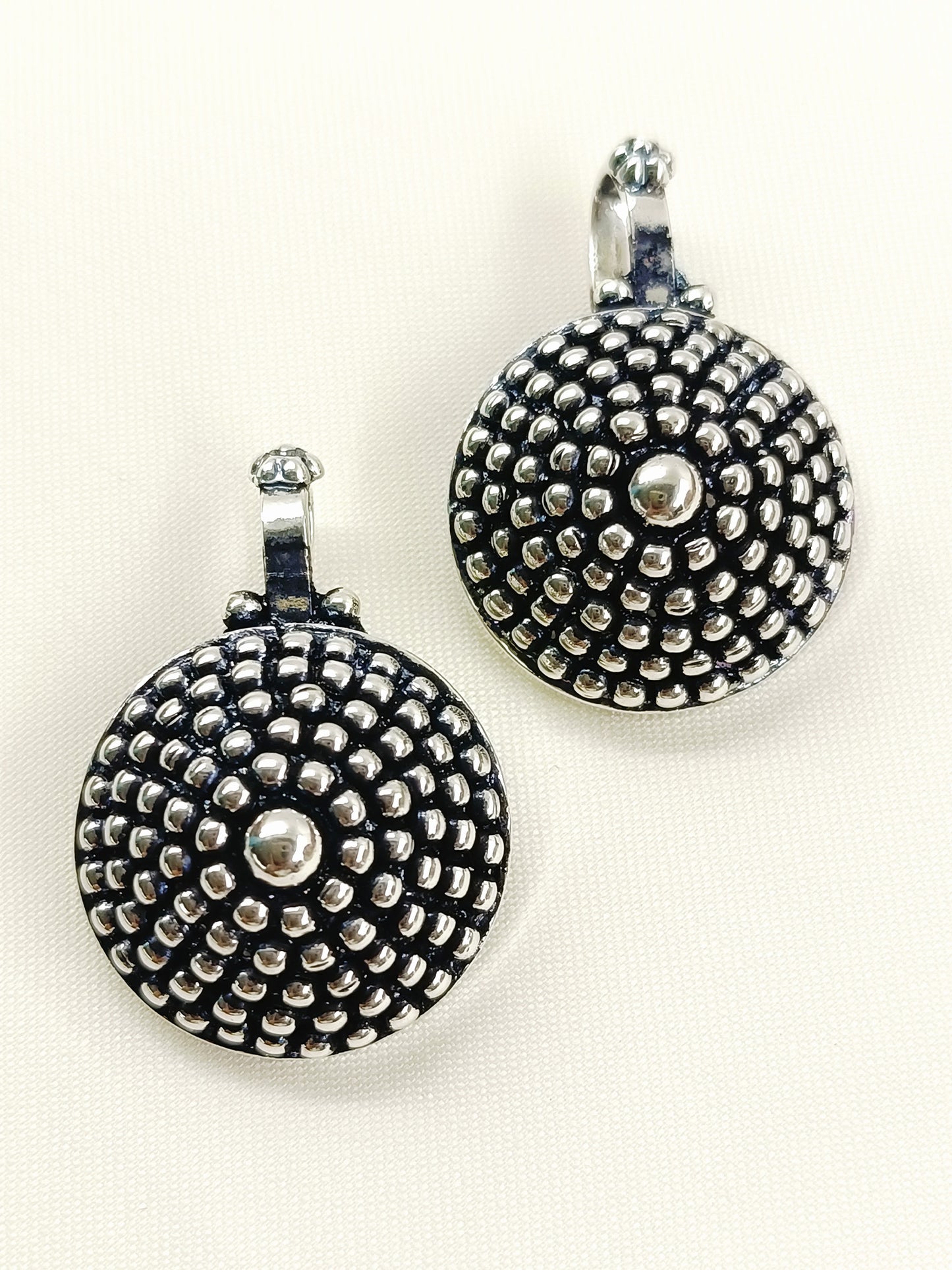 Neysa Oxidized Plain Silver Dotted Dome Bygadi Cuff Pair