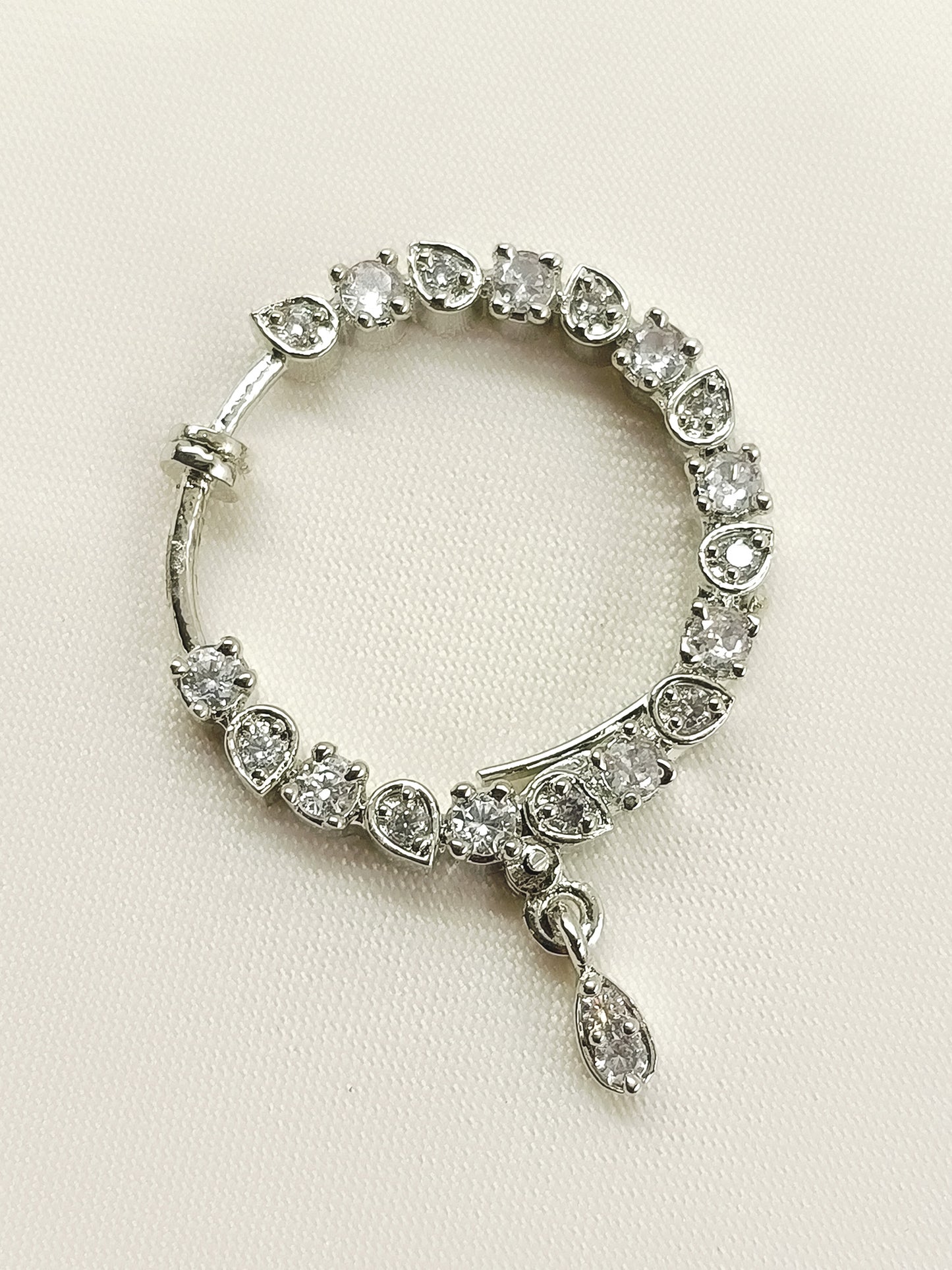 Hemavani White American Diamond Nath