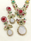 Diti Rajrani Navratan Victorian Long Necklace Set with Earrings
