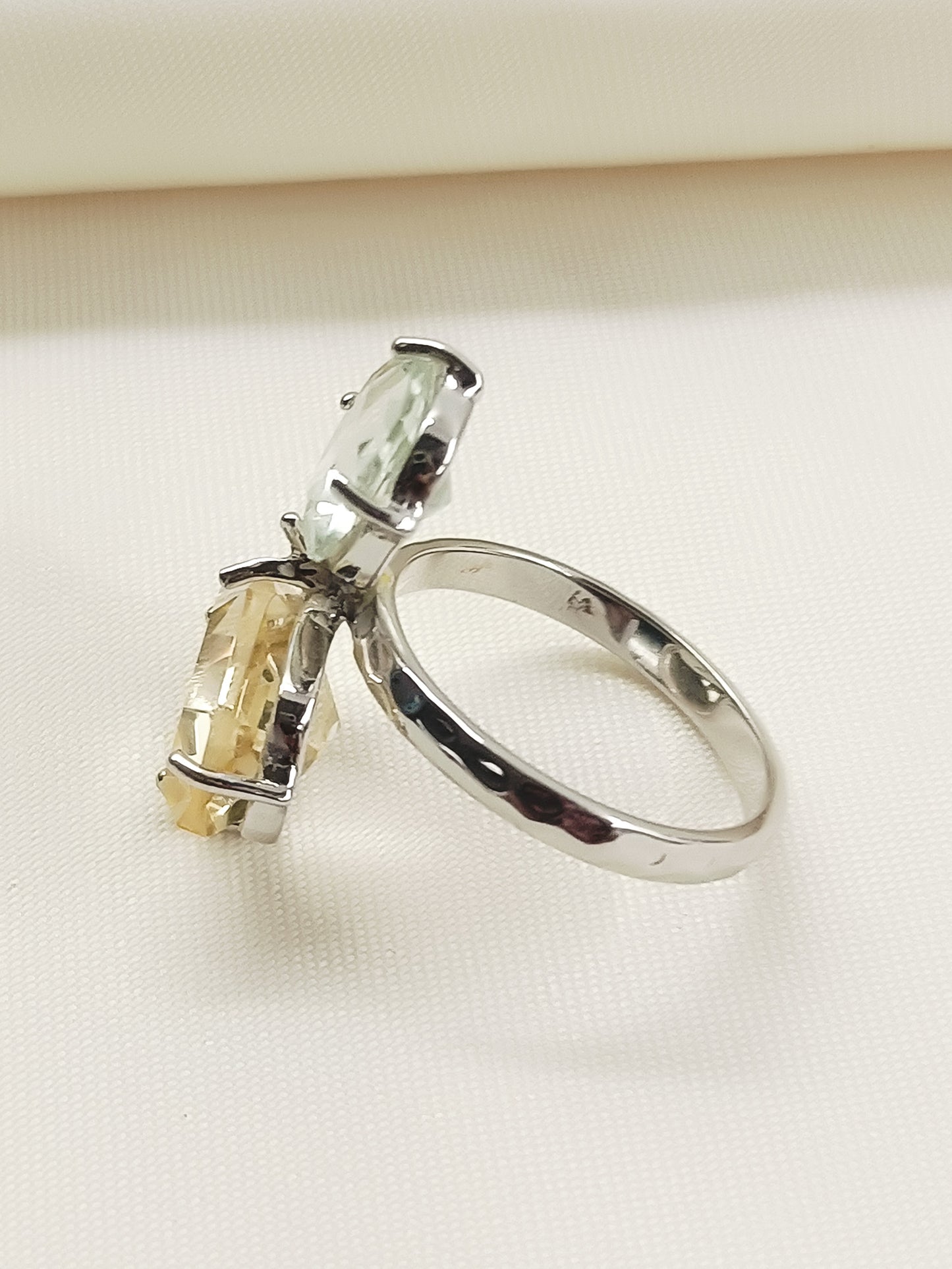 Pragya Multi Colour 92.5 Silver Prasiolite Stone Finger Ring