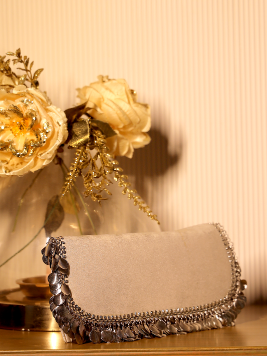 Asha Silver Evening Clutch