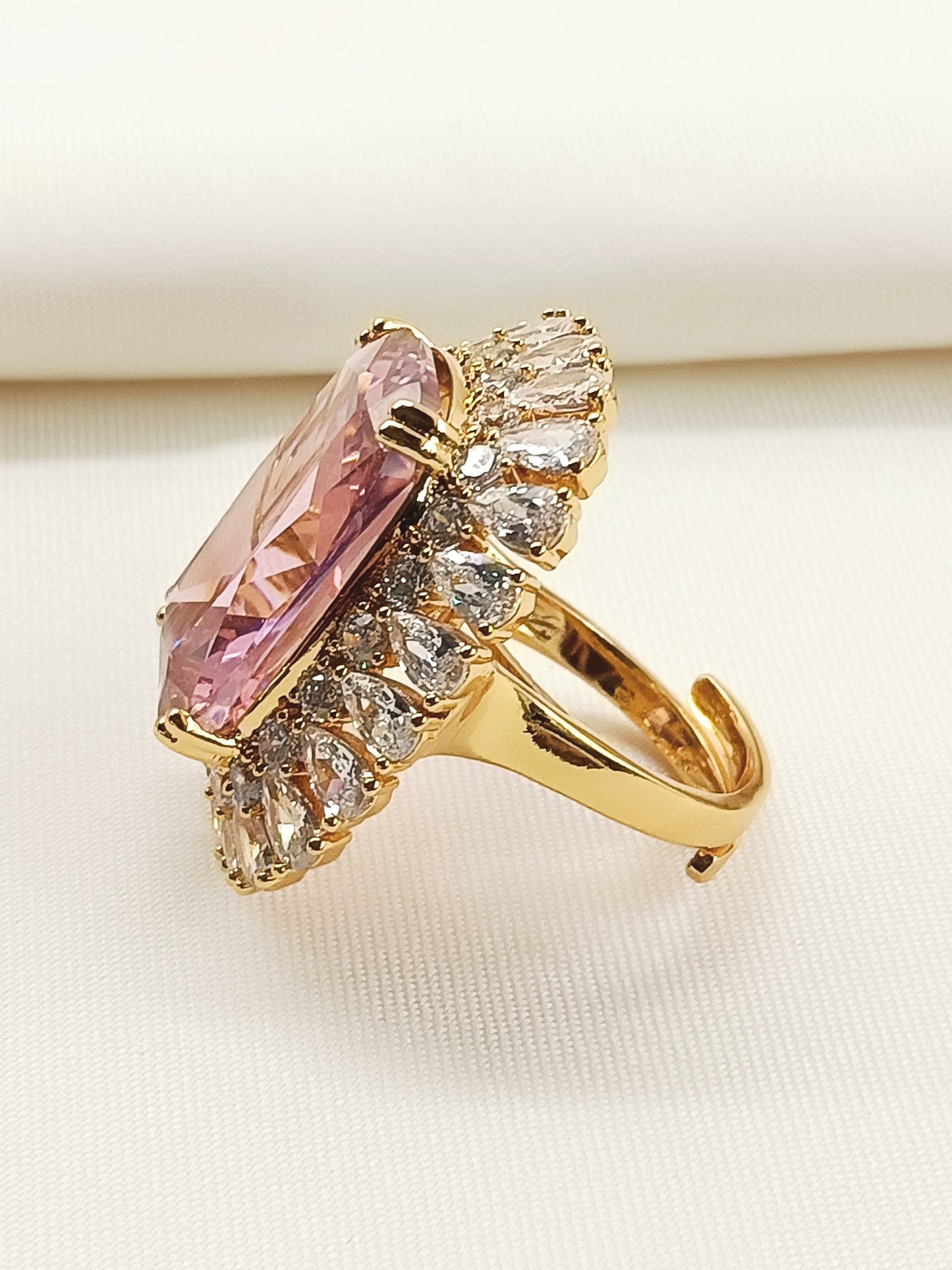 Ruhana Baby Pink American Diamond Finger Ring