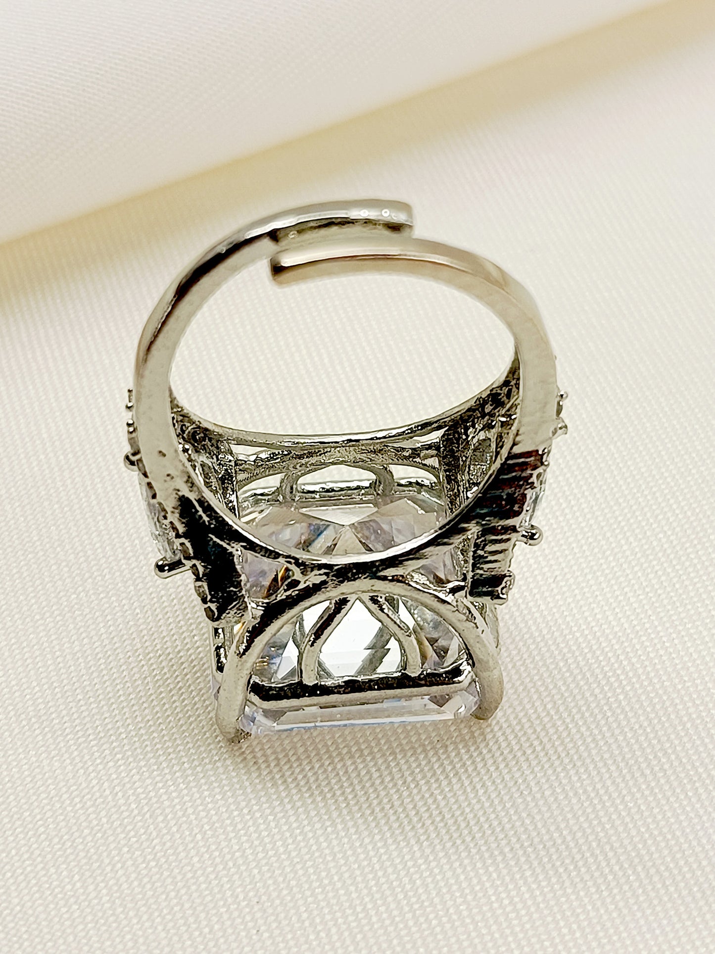 Chadni White American Diamond Finger Ring