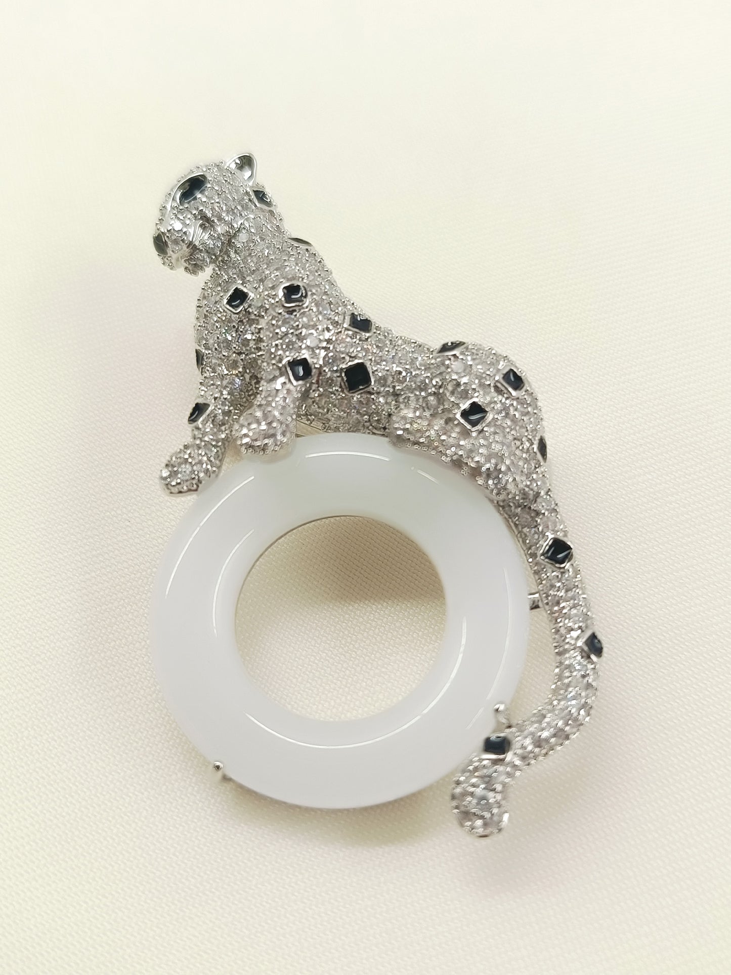 Sakina White Leopard Brooch