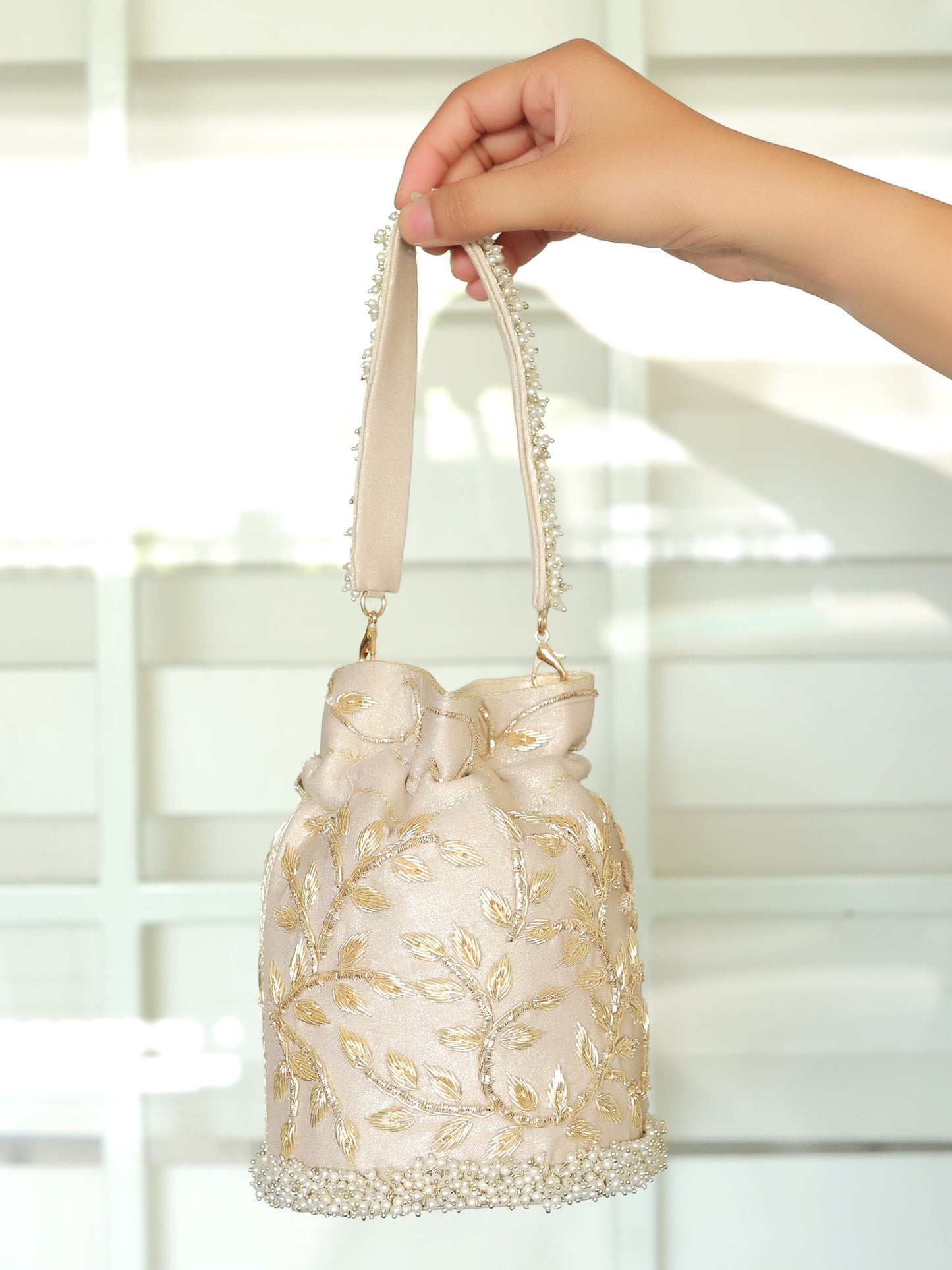 Samayra Rose Gold Potli Bag