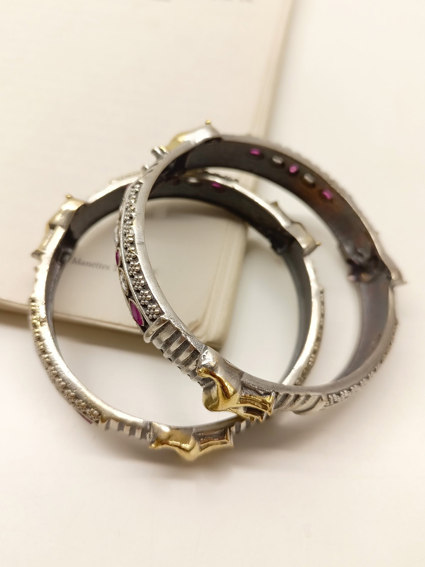 Sita Ruby & White Deer Oxidized Bangle