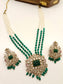 Darika Green Kundan Polki Long Necklace Set