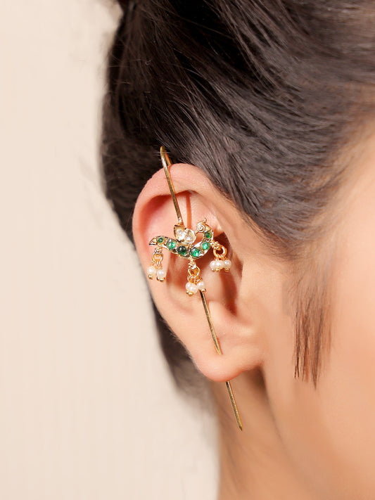 Lipika Green Gold Plated Kundan Ear Cuff [ Price is for Pair ]