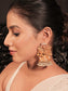 Mahi White Pearl Gold Plated Antique Jhumki