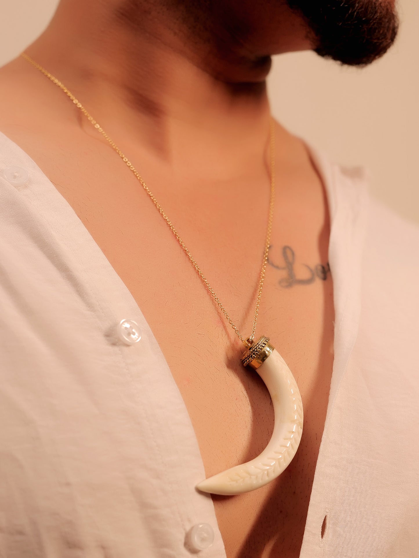 Rumayna White Bone Men's Neckpiece