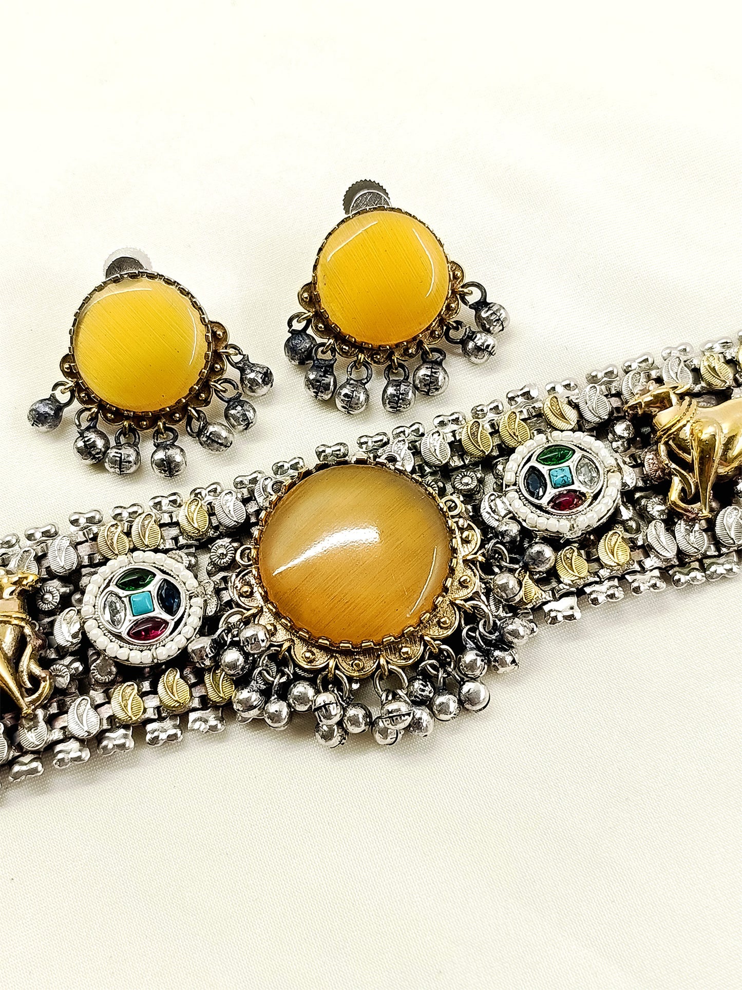 Richa Multi Colour Oxidized Choker Set