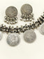 Fizra Plain Oxidized Coin Choker Set