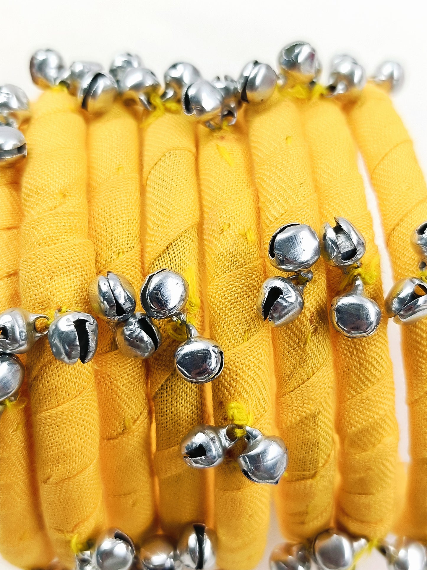 Raza Yellow Fabric Bangles with Ghungroo