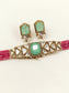Naincy Mint Green & Pink Beaded Kundan Choker Set