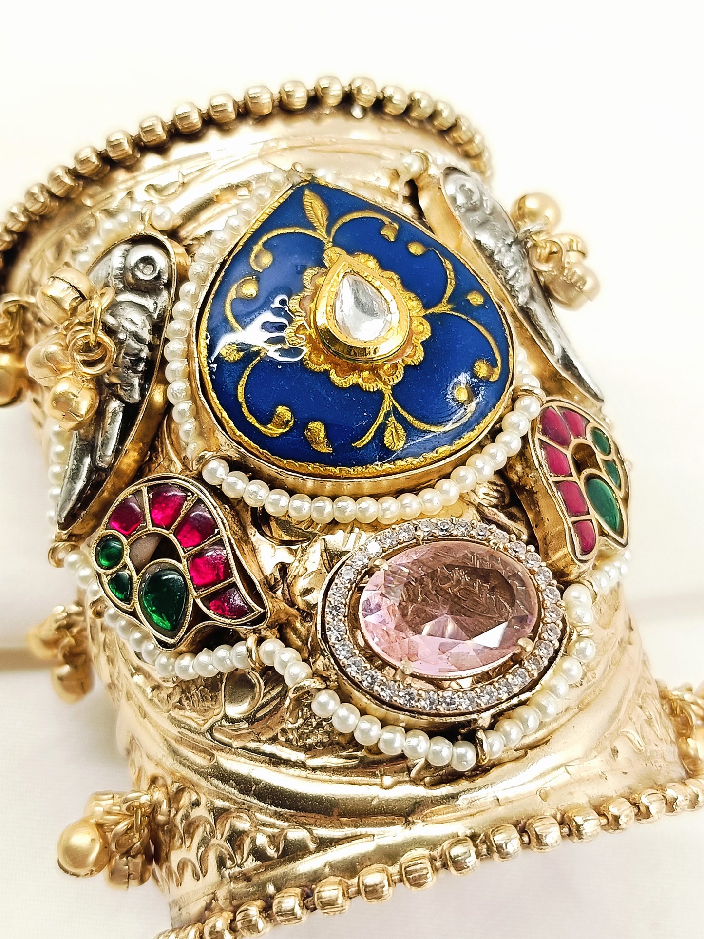 Asfiya Multicolor Meenakari Peacock Fusion Oxidized Bracelet