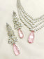 Bess Pink American Diamond Necklace Set