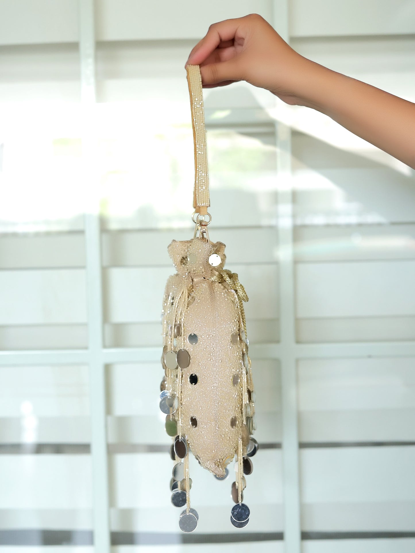 Meadow Golden Potli Bag